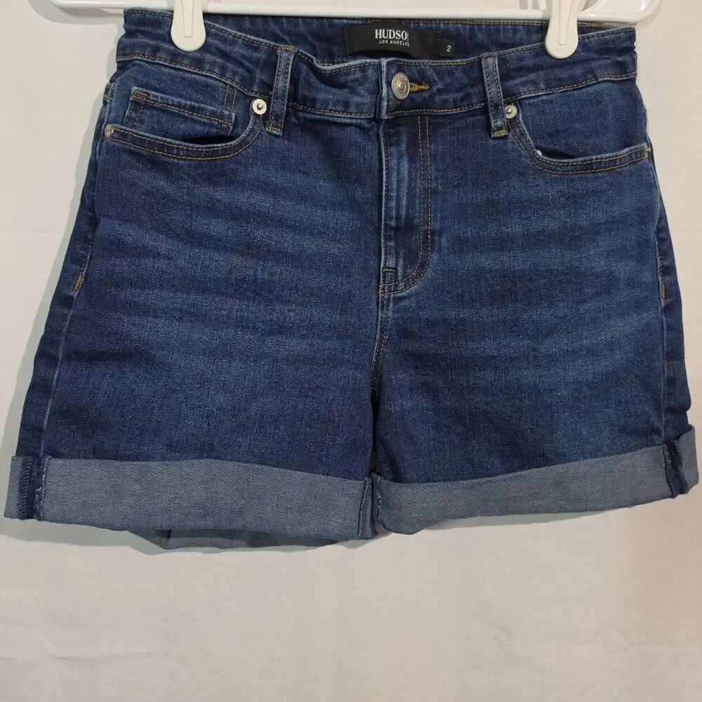Hudson Jeans Women's Denim Shorts Cuffed Dark Blue Wash Size 2